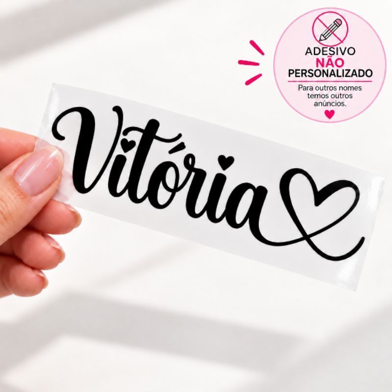 Adesivo Vinil Nome Vitória Sem Fundo para Carro, Moto, Vidro, Parede, Espelho e Caixas – Vários Tamanhos