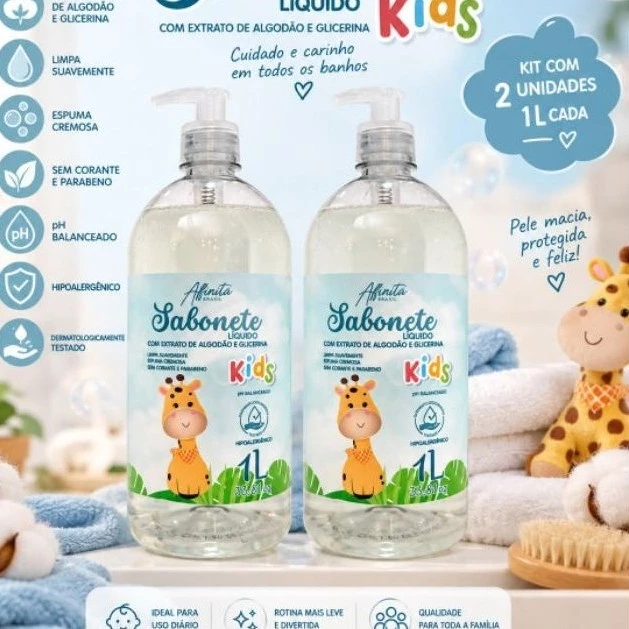 Kit 2 Sabonete Glicerinado Infantil 1L Hipoalergênico