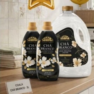 Kit Lava Roupas Líquido Coala Laundry 3L + Amaciante de Roupas Concentrado 1L Coala-Chá Branco/Orquídea Negra/Queen/Sol