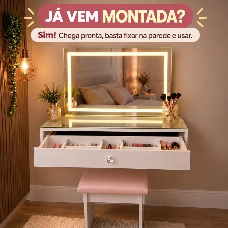 Penteadeira de Vidro C/Divisorias Escrivaninha Camarim — imagem 2 de 2