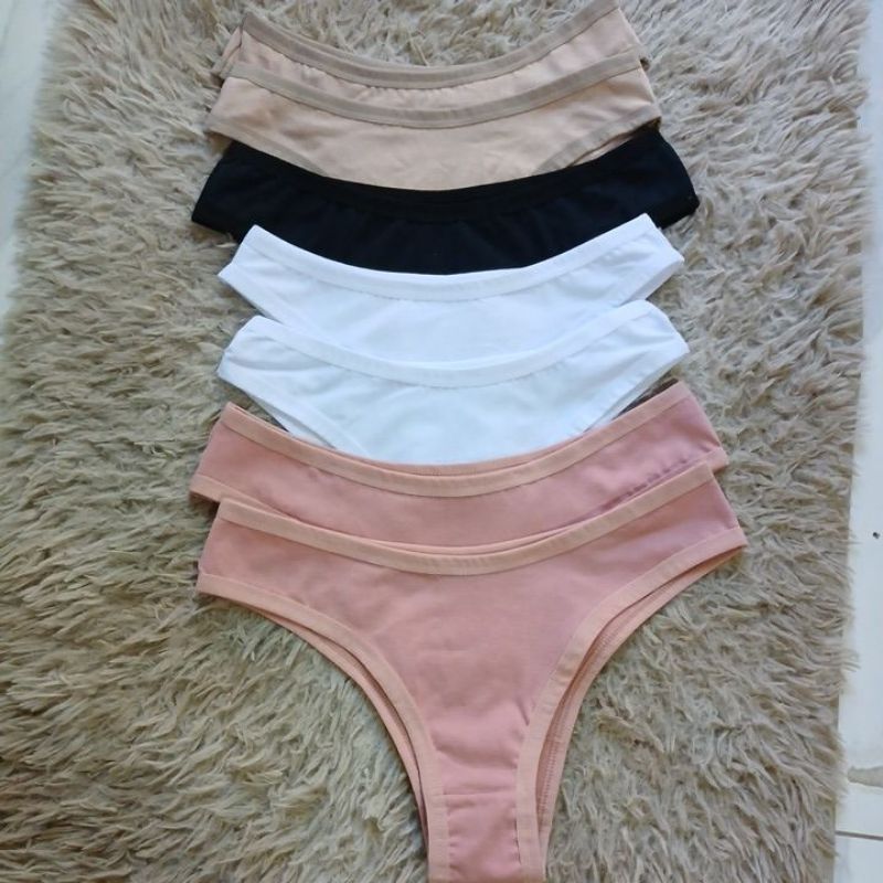 KIT C/ 5 CALCINHA FEMININA DE ALGODAO BASICA CINTURA MEDIA CONFORTAVEL