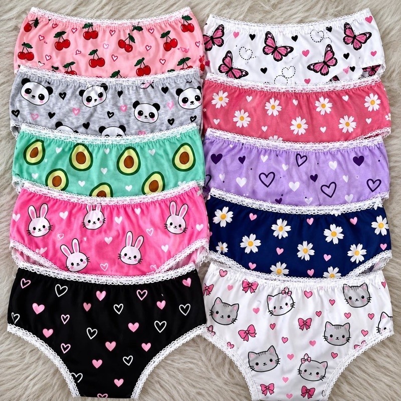Kit 10 Calcinhas Infantil 100% Algodão Confortáveis Menina