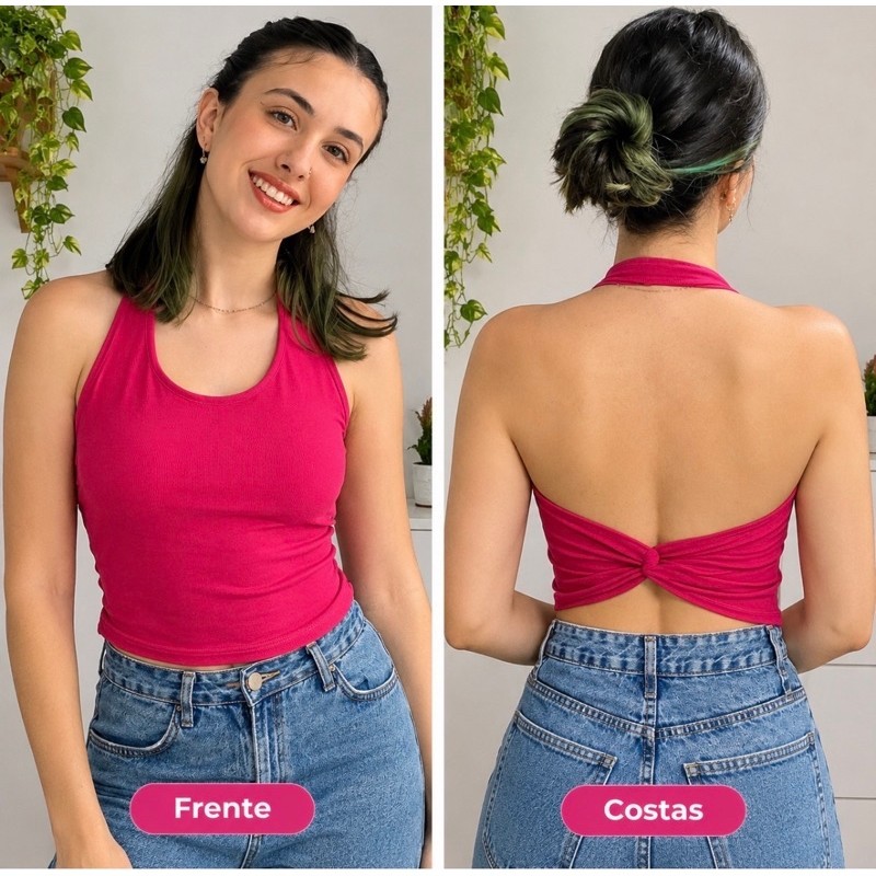 Blusa Frente unica costas cruzadas, blusa regata  de verão, tecido suplex duplo