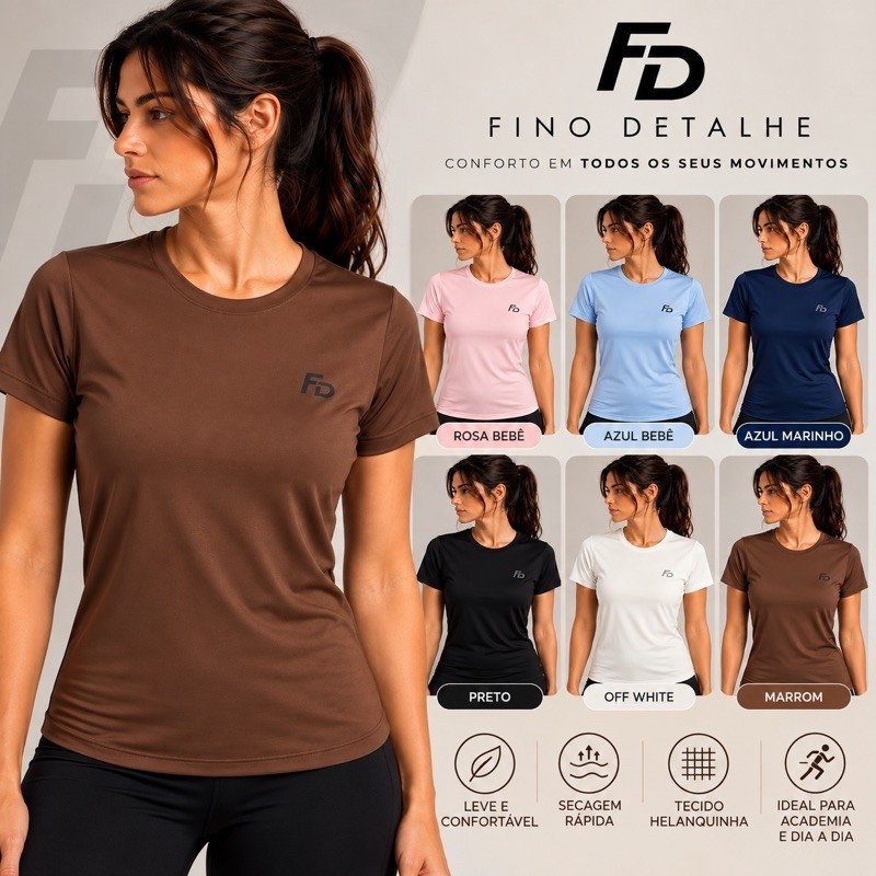 Kit 3 Camisetas Femininas Dry Fit Academia Fitness Treino Corrida Respirável Premium