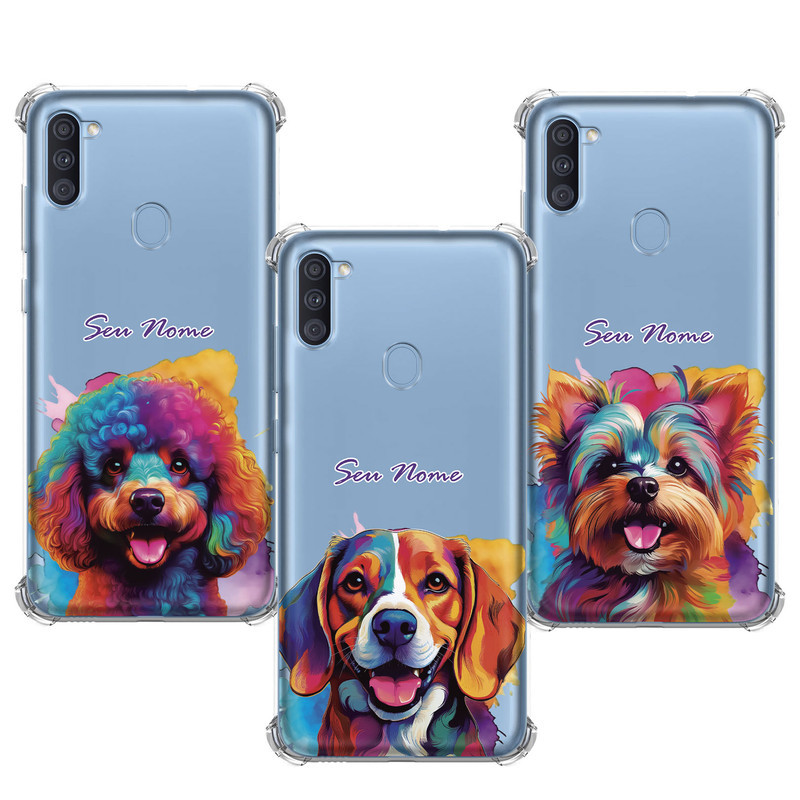 Capinha compatível com Samsung Galaxy A11 - Doguinhos Coloridos
