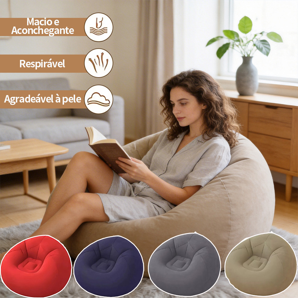 Sofá Inflável Portátil  De Ar Poltrona Dobrável Para Camping Praia E Casa Ao Livre