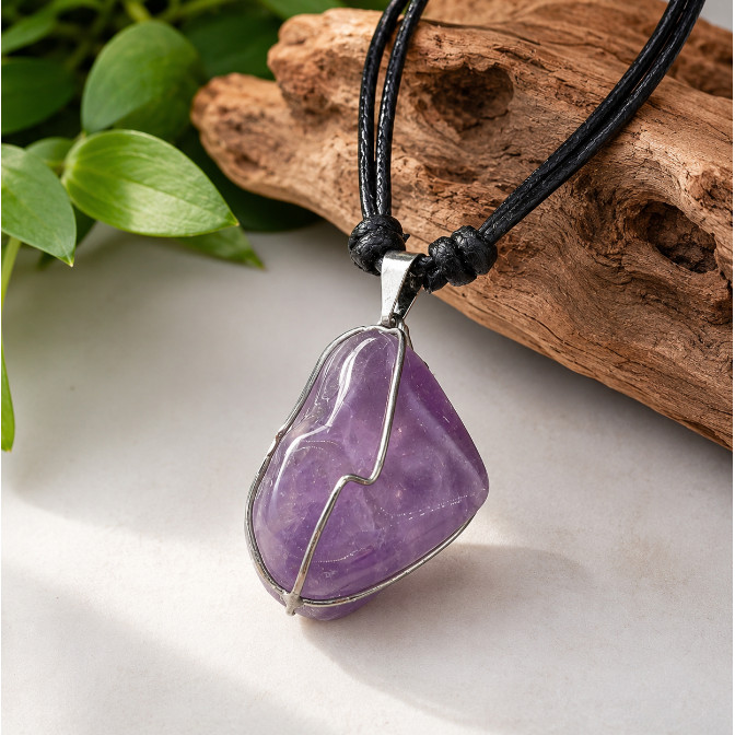 Colar de Ametista Natural proteção energética equilíbrio tranquilidade