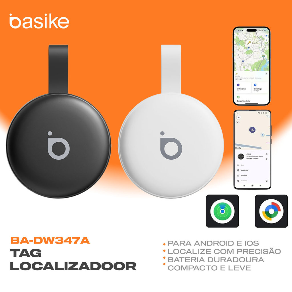 BASIKE Localizador Bluetooth Compatível com Android e iOS para Rastreador de Objetos Perdidos/Pet