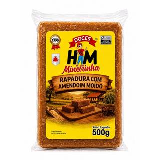 Rapadura c/ Amendoim Moído Mineirinha 500g - KIT C/ 02 UNIDADES
