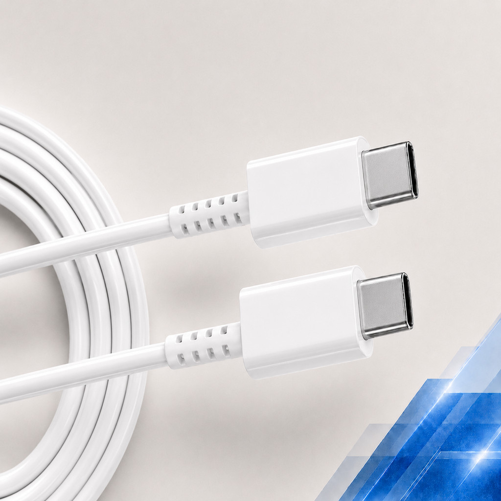 Cabo Samsung Tipo C Duplo Para Galaxy M34 M35 M36 Branco 1M  Branco Com Nota Fis