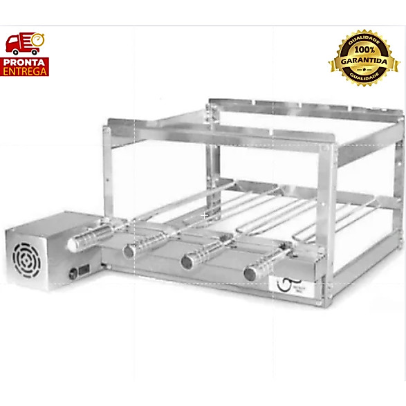 Churrasqueira Gira Grill Elétrico 4 Espetos 100% Inox