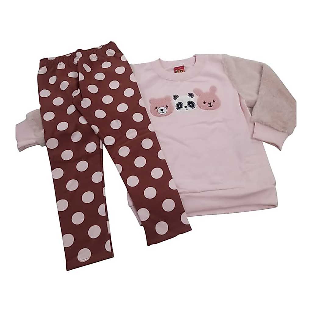 CONJUNTO INFANTIL MENINA MOLETOM FLANELADO CASACO + LEGGING KYLY  1-2-3-4-6-8
