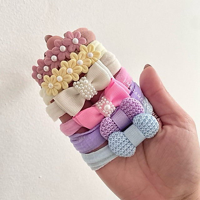 Kit 6 Faixinhas para Bebê | Laços para Recém-Nascida | Saída de Maternidade
