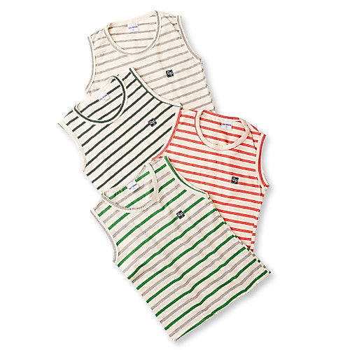 Kit Sortido 4 Peças Regatas Listradas Masculino Infantil Juvenil do 3 Ao 16 Anos Roupa de Menino