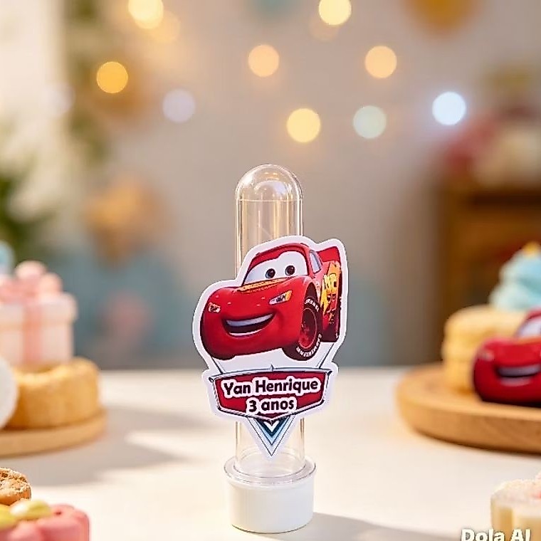 Aplique Para Tubete Relâmpago McQueen - Carros - Personalizados - Lembrancinhas - Festa Infantil - Aniversário
