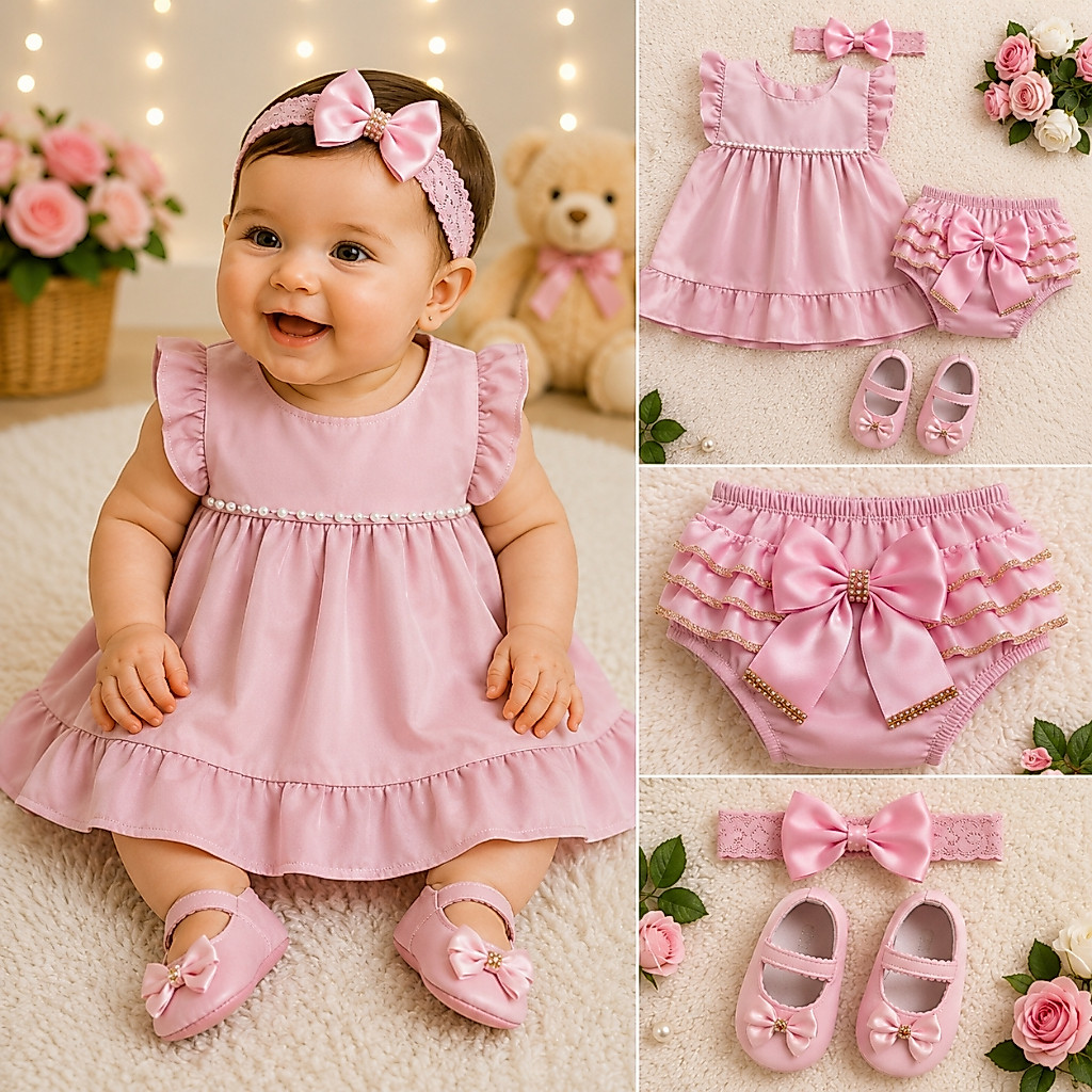 kit vestido pérola 4 peças