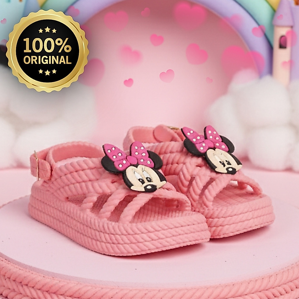 Papete Infantil Sandália Minnie Confortável Macia e Versátil Trança