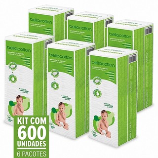 Algodão Bellacotton Quadrado Para Bebê 06 Pcts 600 Und