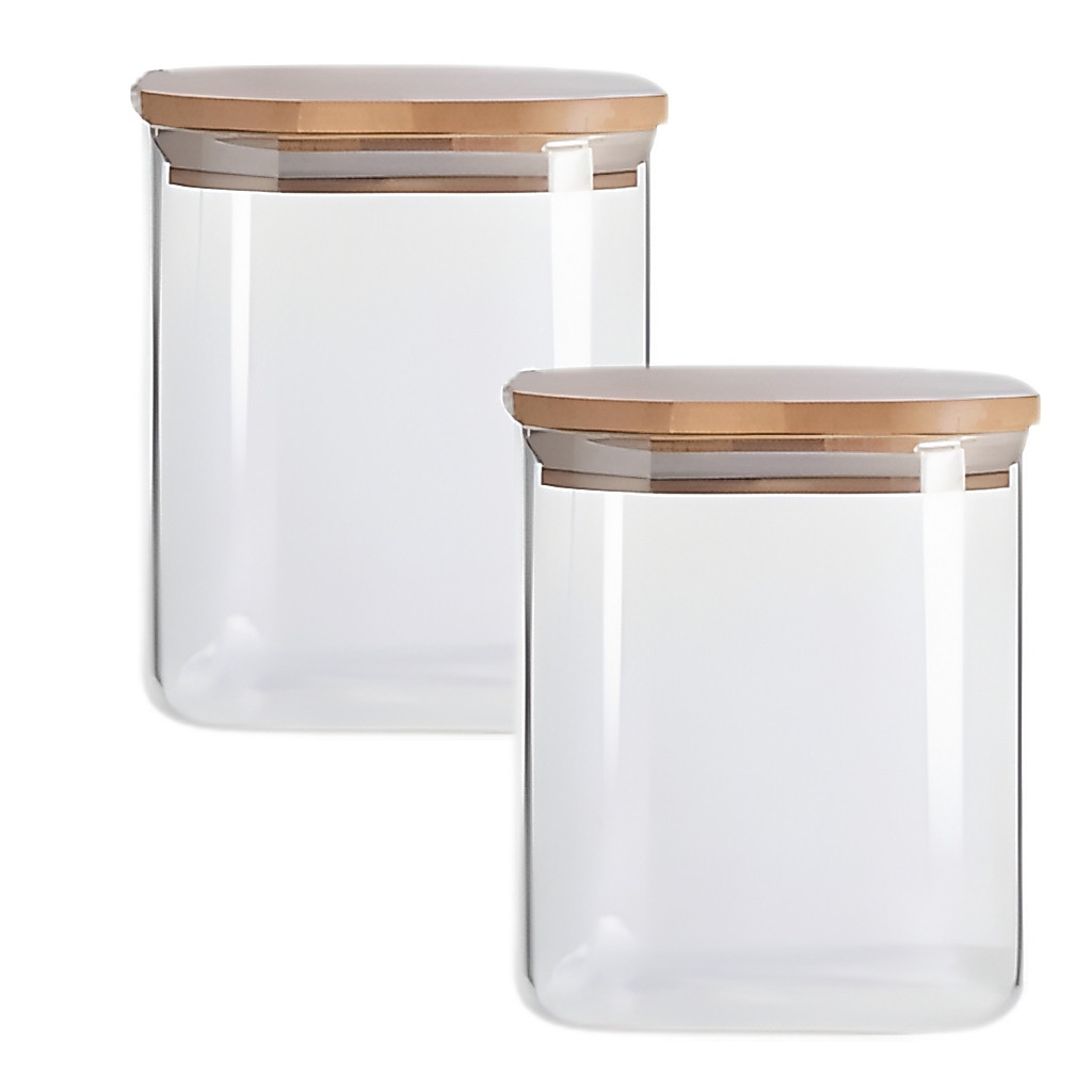 Pote Hermético Vidro 750ml Tampa Bambu Conserva Alimentos Estilo Sustentabilidade