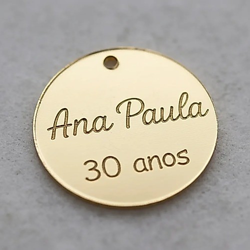 Tag Pingente Lembrancinha Acrilico Espelhado Chaveiro 5 cm Personalizado Aniversário Casamento