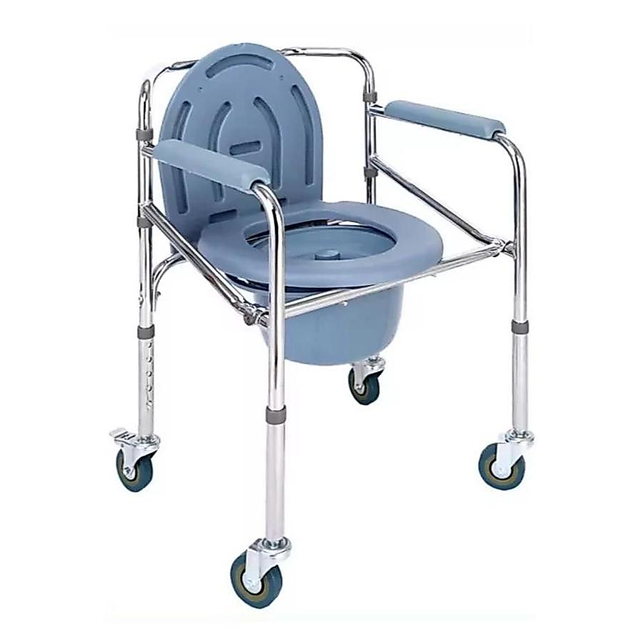 Cadeira De Banho Dobrável Com Coletor e Rodas Higiênica Resistente e Prática