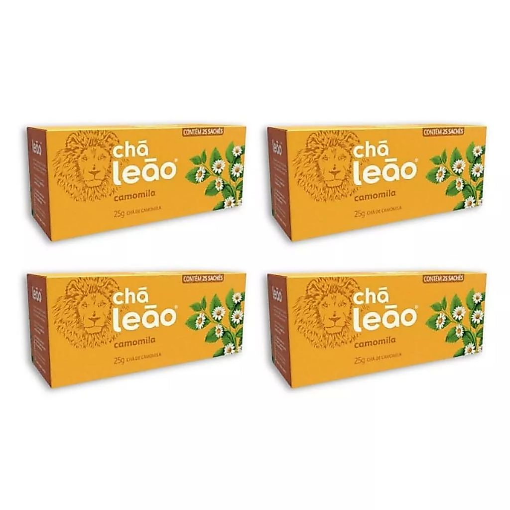 Kit 4 Caixa De 25 Sachês Chá Camomila Leão