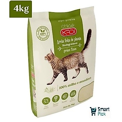 OFERTA Areia Sanitária Higiênica Biodegradável Grãos finos de Milho e Mandioca para Gatos 100% Natural 4KG Kadi