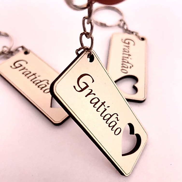 Chaveiro Lembrancinha Mdf Gravado Gratidão + Coração