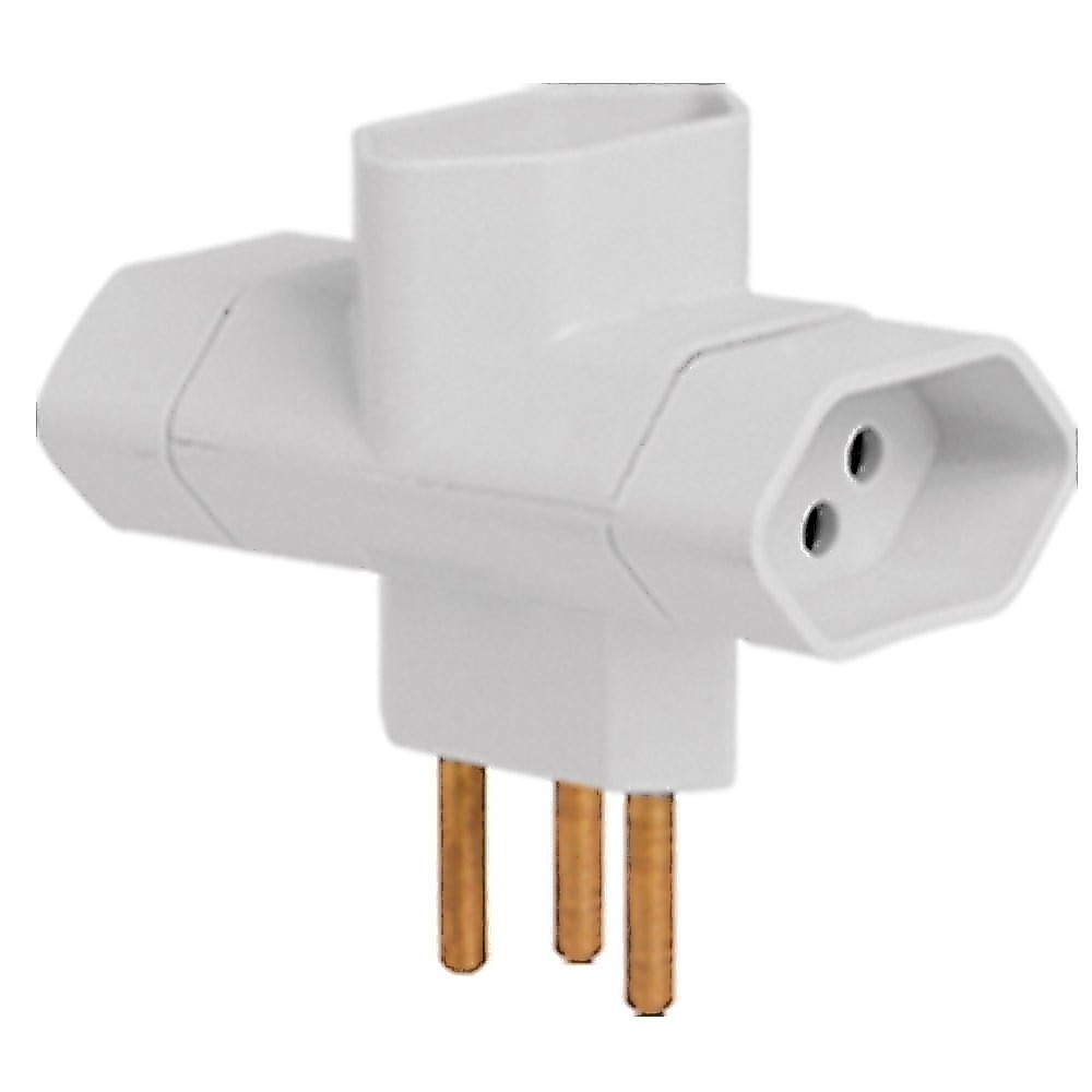 Pino Multiplicador Bipolar Ilumi 3 Saídas 2P+T, 10A, 250V, Cinza Sm