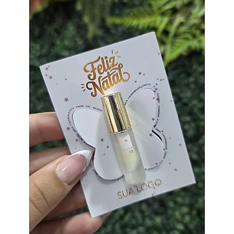 Lembrancinha Mini Gloss Personalizado com Cartão Feliz Natal Borboleta| Brinde de Fim de Ano para Clientes e Pacientes — imagem 2 de 2