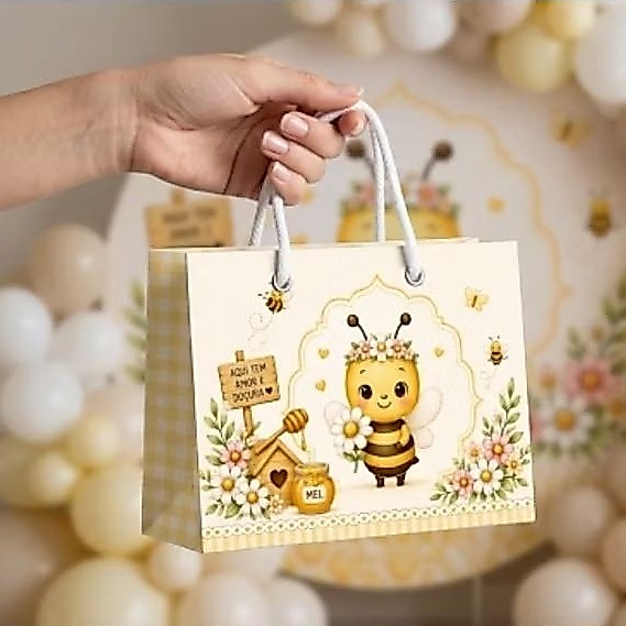 Sacolinha Personalizada Abelhinha - Lembrancinha para festa  Abelhinha