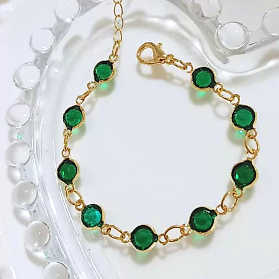 Pulseira Pedra Várias Cores Banhado a Ouro 18K, Delicada e Brilhant e Antialérgico — imagem 2 de 2
