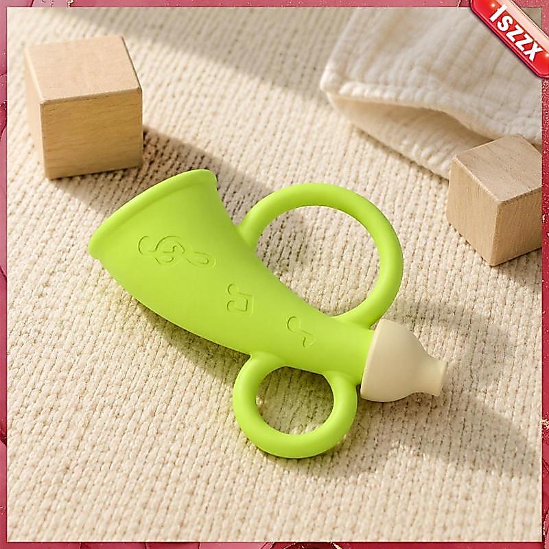 [Lszzx] Brinquedo Mastigável Para Dentição De Bebê , Chifre De Silicone , Chocalho Infantil Brincar Com Som Sensorial Pr