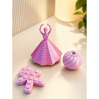 Kit Princesa Sensorial 3D – Bailarina + Bola Giratória + Pop It | Brinquedo Sensorial Articulado