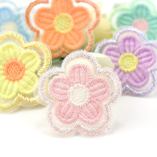 Conjunto de 36 peças de apliques de flores bordadas em malha de 3,5 cm, adequados para decoração de cabelo e acessórios 