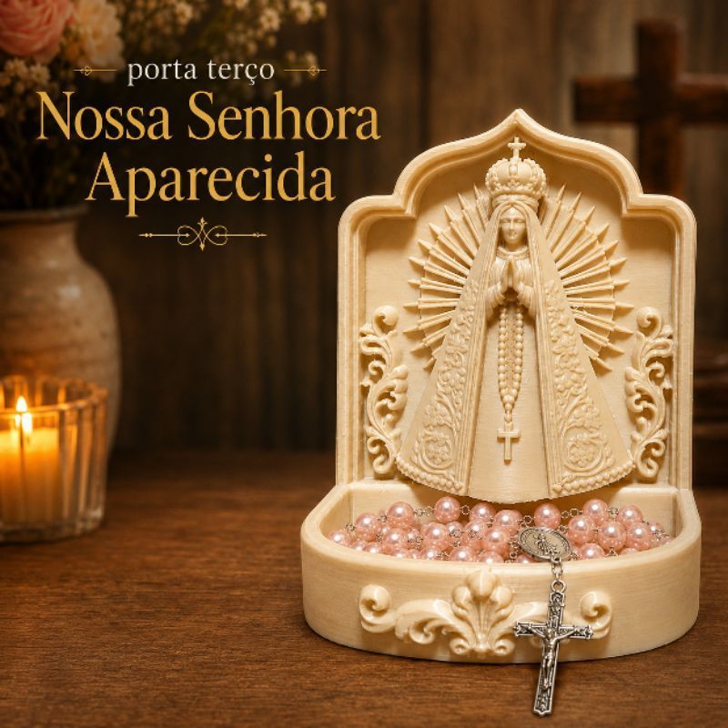 Porta Terço Nossa Senhora Aparecida Decorativo Católico Porta Rosário Presente Religioso Fé terço organizador