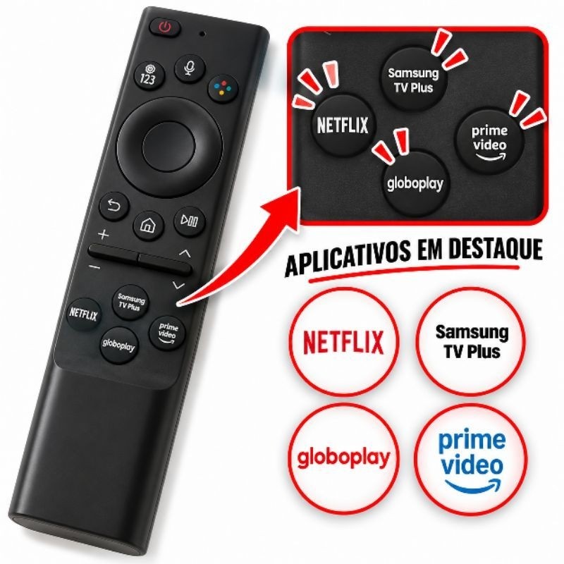 Controle Remoto Compativel Samsung Smart TV 55" Crystal UHD 4K UN55U8600FGXZD LE-7352