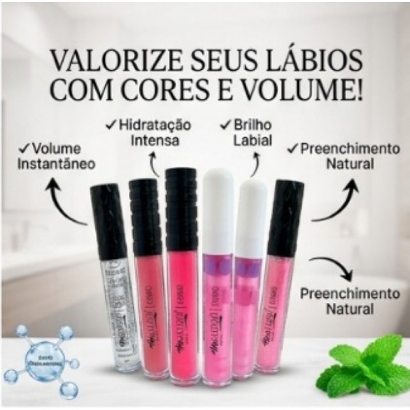 Gloss Lip Volumoso Max Love 5ml Ácido Hialurônico Efeito Plumping Brilho Hidratação Cores 08 13 23 24