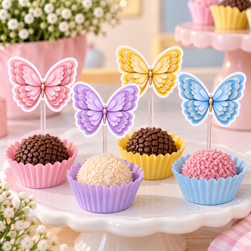 Topper para doce Borboleta - KIT com 20/30/40/50
