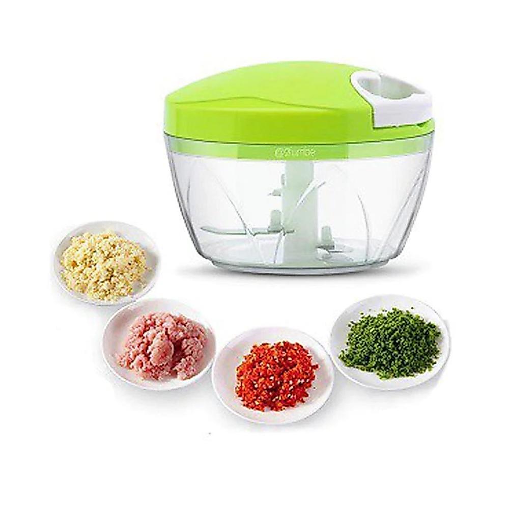 Mini Processador de Alimentos Manual com 3 Lâminas de Aço Inox - Triturador de Alho, Cebola e Temperos com Corda