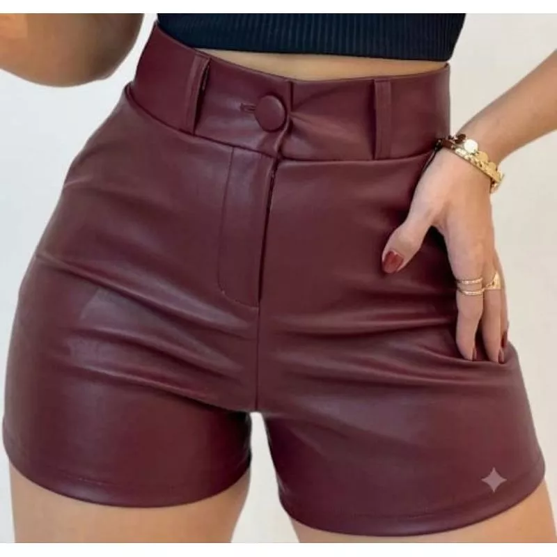 SHORTS COURO FEMENINO  BOTAO FORRADO