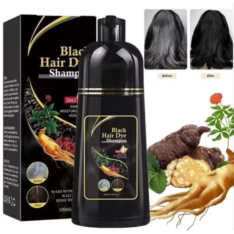 Shampoo Tinta Preto Black Hair Dye 3 em 1 – Cobre Fios Brancos, Brilho e Hidratação 200 ml