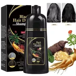 Shampoo Tinta Preto Black Hair Dye 3 em 1 – Cobre Fios Brancos, Brilho e Hidratação 200 ml