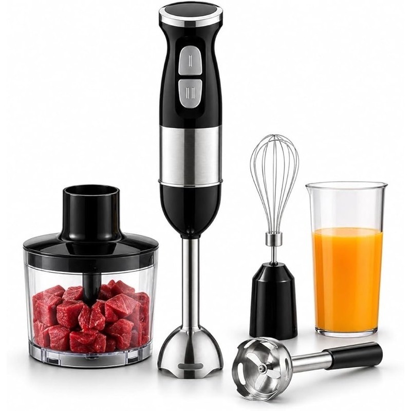 Mixer de Mão 4 em 1 Onistek 110/220V com Batedor, Copo e Processador - Potência e Praticidade para Cozinha