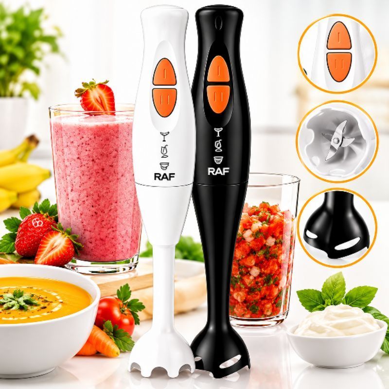 Mixer Portátil 300W 220V 4 Lâminas Multiuso Triturador Batedor para Sucos Molhos Sopas cor Branco e Preto