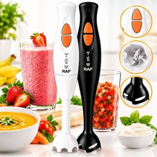 Mixer Portátil 300W 220V 4 Lâminas Multiuso Triturador Batedor para Sucos Molhos Sopas cor Branco e Preto