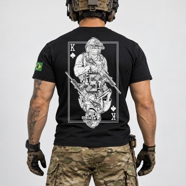 Camiseta Tatica Militar Caveira Algodão Premium Airsoft Forças Armadas Segurança Publica