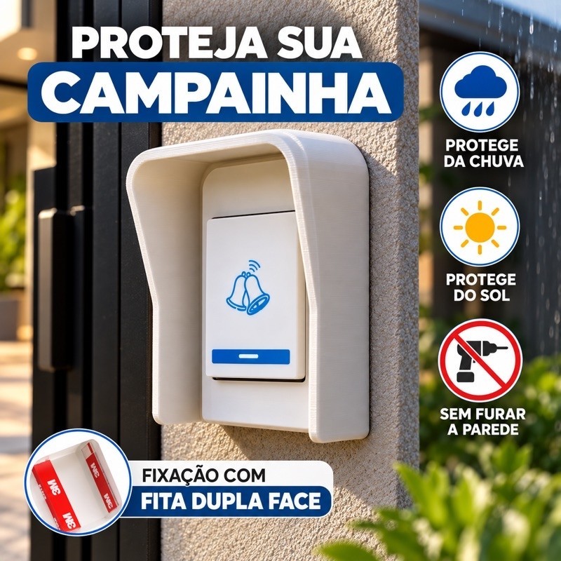 Protetor de Campainha e Interfone Capa Anti Chuva e Sol Fita Dupla Face