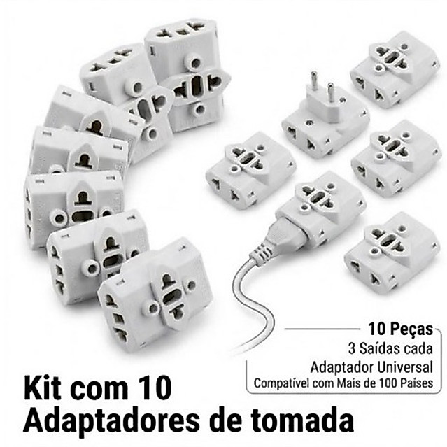 Adaptador Multiuso Plug Elétrico - Compatível com Todas as Tomadas Brasileiras, 10A, 250V
