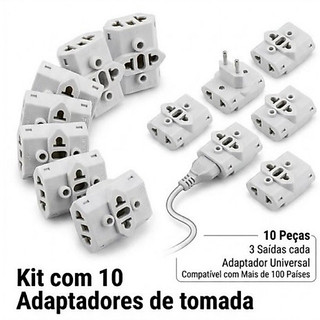 Adaptador Multiuso Plug Elétrico - Compatível com Todas as Tomadas Brasileiras, 10A, 250V